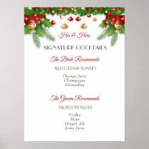 Signature Cocktails Christmas Winter Wedding Poster