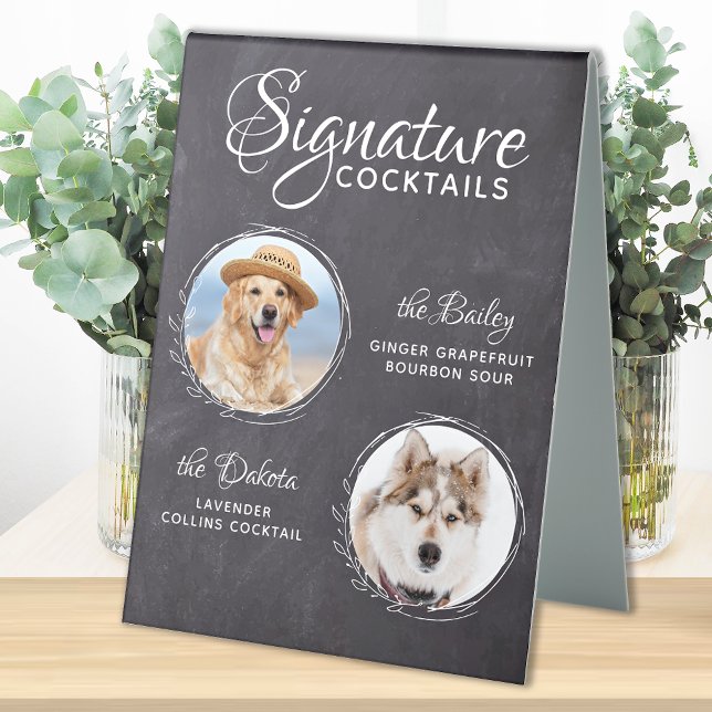 Signature Cocktails Dog Bar 2 Pet Photo Wedding Table Tent (Creator Uploaded)