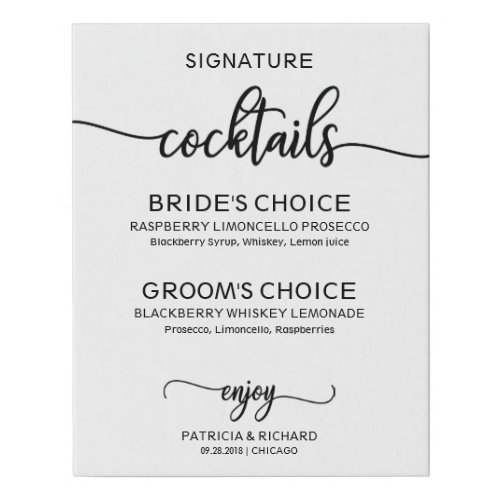 Signature Cocktails Elegant Script Wedding Sign