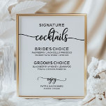 Signature Cocktails Elegant Script Wedding Sign<br><div class="desc">This stunning calligraphy wedding suite exudes a modern, bold, and timeless design. Our comprehensive collection provides everything you need to create a cohesive and chic atmosphere, including matching menu cards, personalized napkins, striking signs, favors, and much more. Don't hesitate to reach out via chat for personalized assistance or to discover...</div>