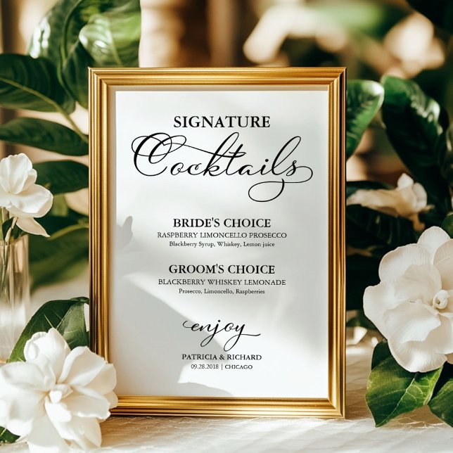 Signature Cocktails Elegant Wedding Sign (Creator Uploaded)