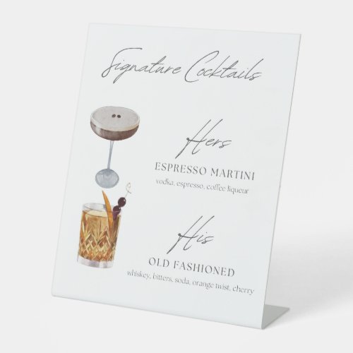 Signature Cocktails Espresso Martini  Old Fashion Pedestal Sign