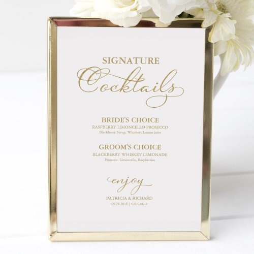 Signature Cocktails Gold Foil Wedding Sign