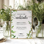 Signature Cocktails Greenery Watercolor Elegant Poster<br><div class="desc">Prepare to be captivated by our stunning lush greenery wedding suite! Bursting with beautiful illustrations of eucalyptus leaves and enhanced by romantic calligraphy, this suite is the perfect finishing touch for your magical garden-themed wedding. If you're dreaming of something extra special or have unique requests, don’t hesitate to reach out...</div>