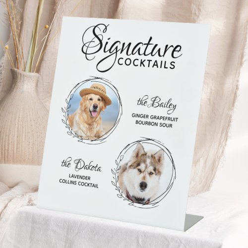 Signature Cocktails Pet Photo Dog Wedding Bar Pedestal Sign