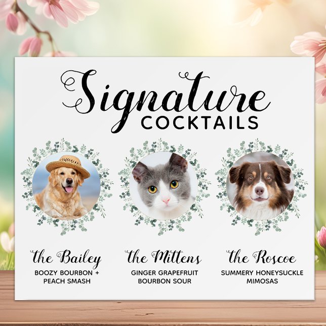Signature Cocktails Pet Wedding 3 Photos Drink Bar Foam Board (Creator Uploaded)