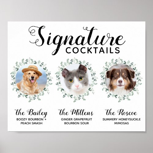Signature Cocktails Pet Wedding 3 Photos Drink Bar Poster