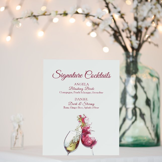 Signature Cocktails Red and White Wine Dance Foam Board (In Situ (Wedding))