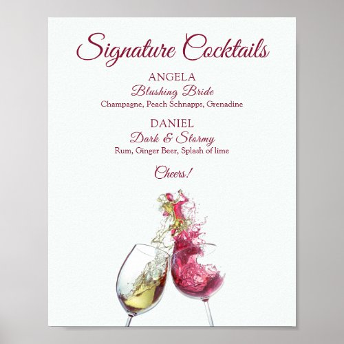 Signature Cocktails Red and White Wine Dance Poster