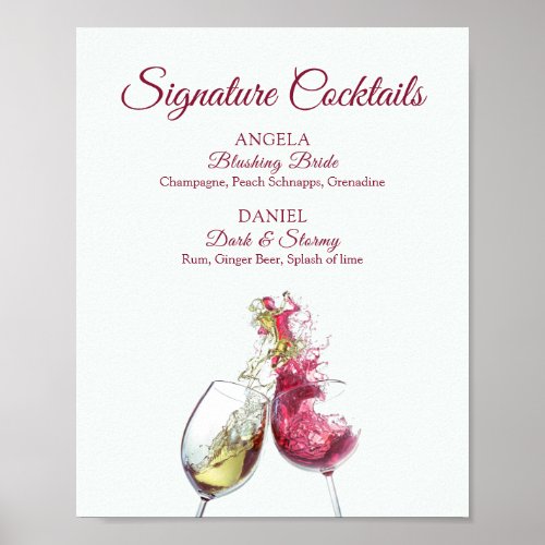 Signature Cocktails Red and White Wine Dance Poster