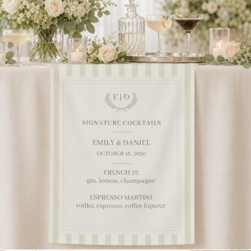 Signature Cocktails Sage Green Table Sign