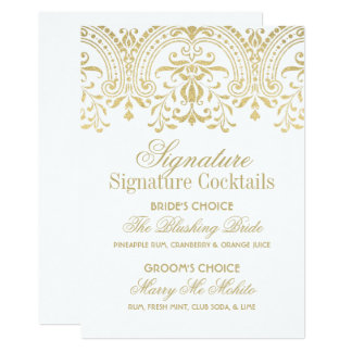 Signature Cocktails Sign | Gold Vintage Glamour Invitation