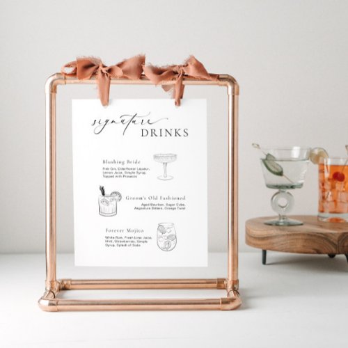 Signature Cocktails Sign with Drink Illustrations
