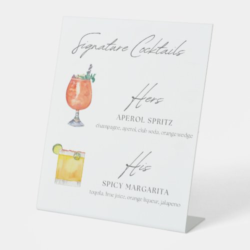 Signature Cocktails Spicy Marg  Aperol Spritz Pedestal Sign