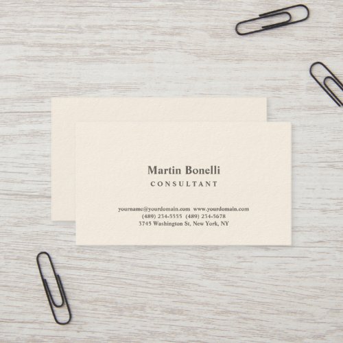 Signature Cream Elegant Consultant Minimalist Business Card
