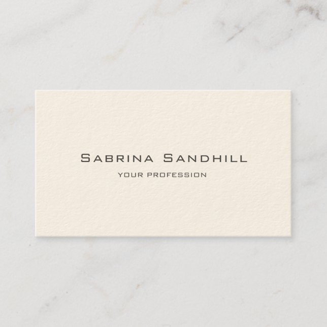 Signature Cream Elegant Plain Simple Minimalist Business Card (Front)