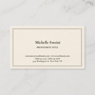 Signature Cream Elegant Plain Simple Minimalist Business Card