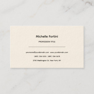 Signature Cream Elegant Plain Simple Minimalist Business Card