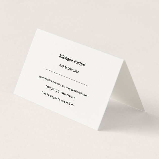 Signature Cream Elegant Plain Simple Minimalist Business Card (Front)