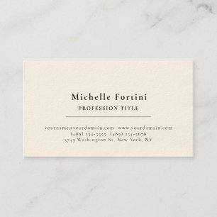 Signature Cream Elegant Plain Simple Minimalist Business Card