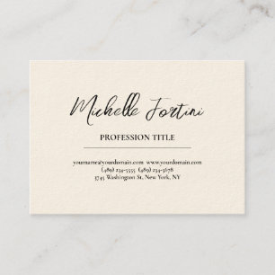 Signature Cream Elegant Plain Simple Minimalist Business Card