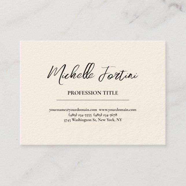 Signature Cream Elegant Plain Simple Minimalist Business Card (Front)