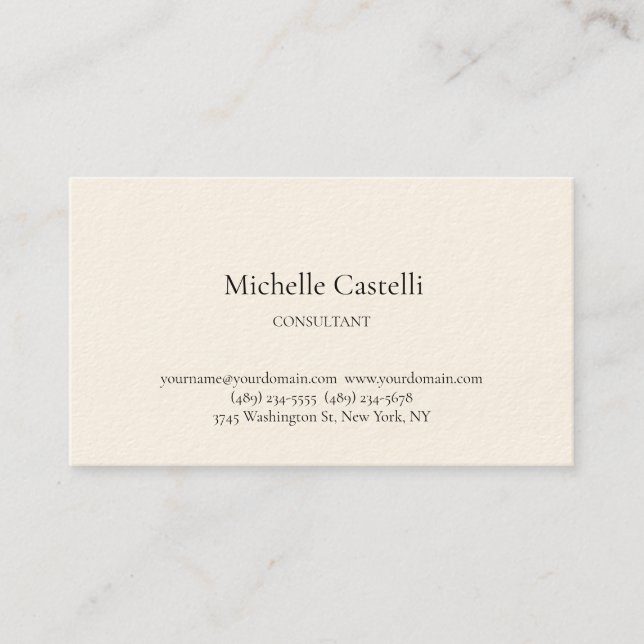 Signature Cream Professional Unique Classical Business Card (Front)