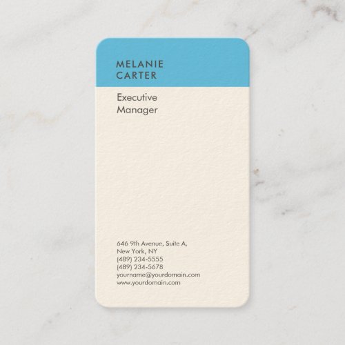 Signature cream sky blue simple plain modern business card