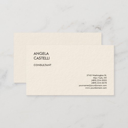 Signature Cream Trendy Modern Minimalist Plain Business Card