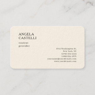 Signature Cream Trendy Modern Minimalist Plain Business Card