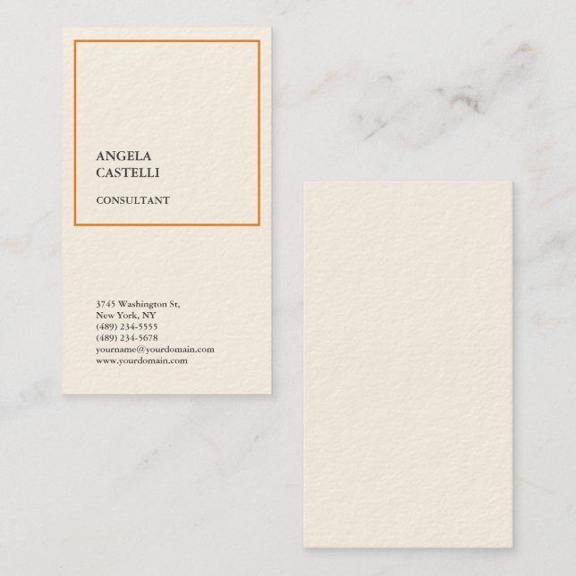 Signature Cream Trendy Modern Minimalist Plain Business Card (Front/Back)