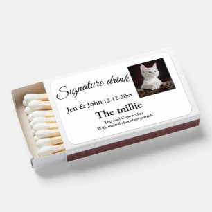 Signature drink add pet photo name date year text matchboxes