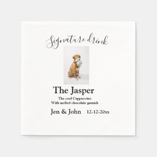 Signature drink add pet photo name date year text  napkins