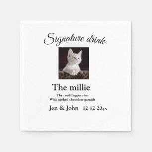 Signature drink add pet photo name date year text napkins