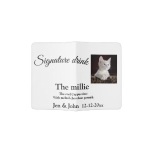 Signature drink add pet photo name date year text  passport holder