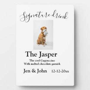 Signature drink add pet photo name date year text plaque