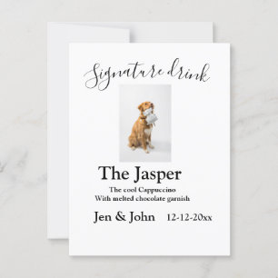 Signature drink add pet photo name date year text postcard
