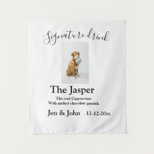 Signature drink add pet photo name date year text tapestry