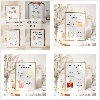 Signature Drink Cocktails Posters by BB Paperie