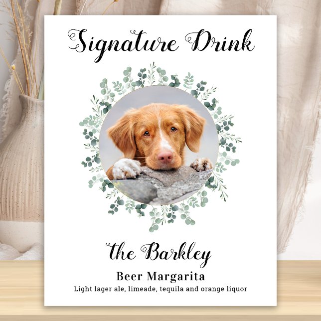 Signature Drink Dog Bar Custom Photo Pet Wedding Poster (Creator Uploaded)