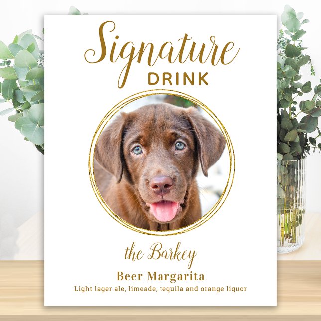 Signature Drink Elegant Gold Pet Wedding Photo Foam Board (Creator Uploaded)