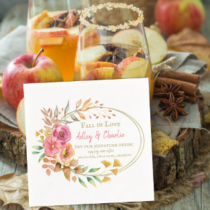 Signature drink fall wedding cocktail napkins