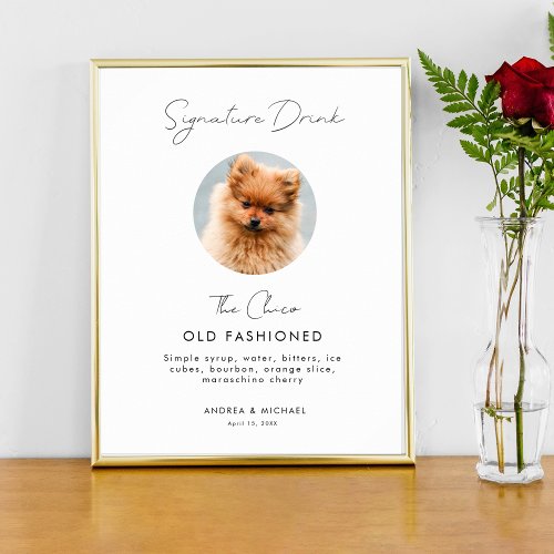 Signature Drink Menu Pet Dog Photo Wedding Sign