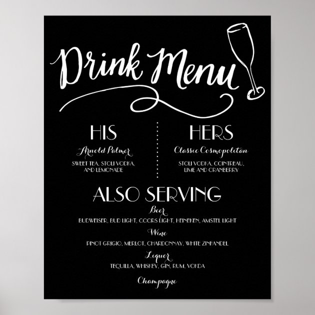 Signature Drink Menu | Wedding Decor Poster