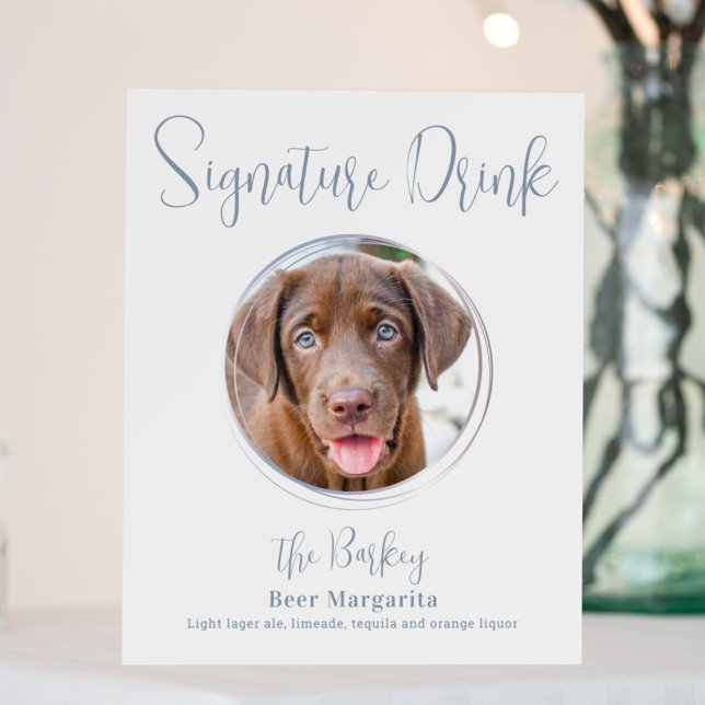 Signature Drink Modern Dusty Blue Dog Pet Wedding Foam Board (Creator Uploaded)