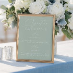 Signature Drink Sage Green & White Wedding Menu<br><div class="desc">Featuring a sophisticated combination of soft sage green and crisp white, this menu beautifully showcases your curated signature drinks in a modern, chic design. Perfect for a stylish and cohesive wedding theme, it serves as both a functional guide for your guests and a stylish decor piece. As part of the...</div>