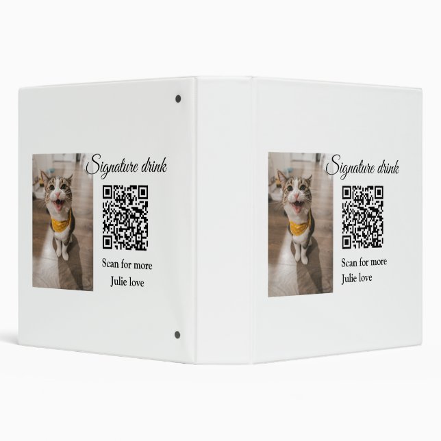 Signature drink scan QR code add pet photo name  3 Ring Binder (Background)