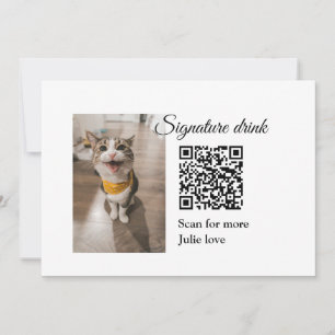 Signature drink scan QR code add pet photo name Invitation