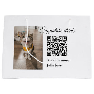 Signature drink scan QR code add pet photo name  Large Gift Bag