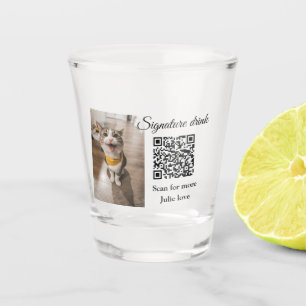 Signature drink scan QR code add pet photo name Shot Glass